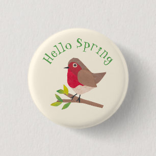 Badge Rond 2,50 Cm Robin rétro Bonjour Printemps mignon Printemps per