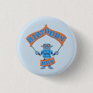 Badge Rond 2,50 Cm Robot Boy Birthday