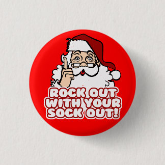 Badge Rond 2,50 Cm Roche avec votre chaussette Père Noël