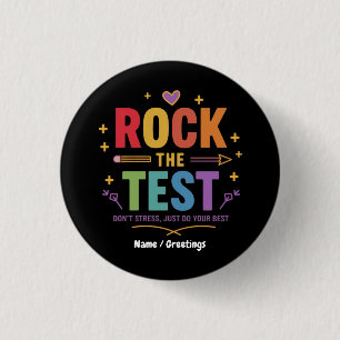 Badge Rond 2,50 Cm Rocher le test Ne pas stresser drôle Motivationnel
