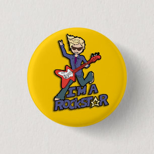 Badge Rond 2,50 Cm Rockstar guitar boy yellow button