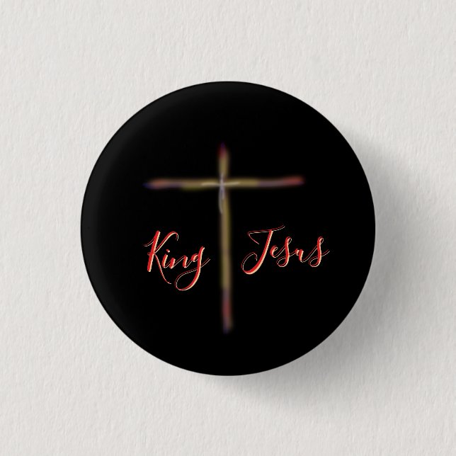 Badge Rond 2,50 Cm Roi chrétien Jésus avec Croix (Devant)