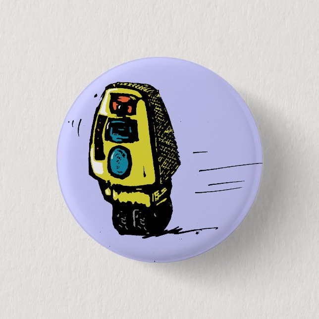 Badge Rond 2,50 Cm Rollerbot jaune (Devant)