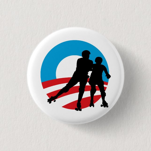 Badge Rond 2,50 Cm Rollergirls 4 OBAMA bouton de 1-1/4" (Devant)