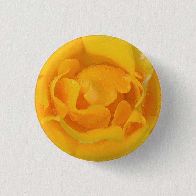 Badge Rond 2,50 Cm Romantique Rose Jaune gouttes d'eau (Devant)