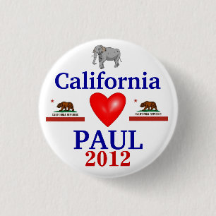 Badge Rond 2,50 Cm Ron Paul la Californie 2012