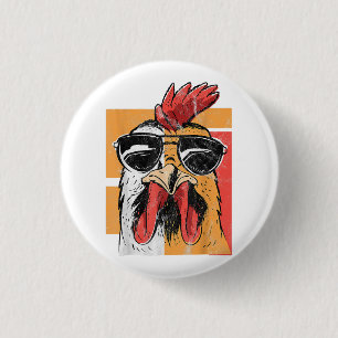 Badge Rond 2,50 Cm Rooster cool portant lunettes de soleil Retro Vint
