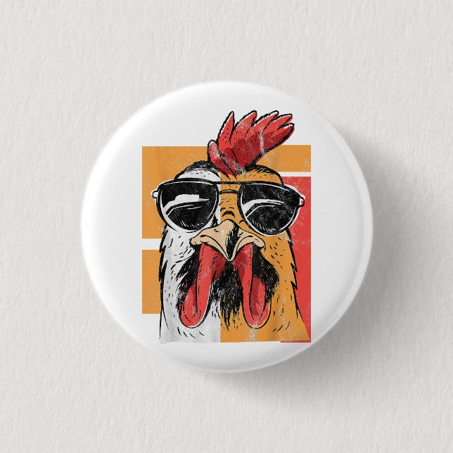 Badge Rond 2,50 Cm Rooster cool portant lunettes de soleil Retro Vint (Devant)