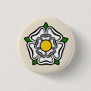 Badge Rond 2,50 Cm Rose blanche de York, Angleterre Emblème de Pource