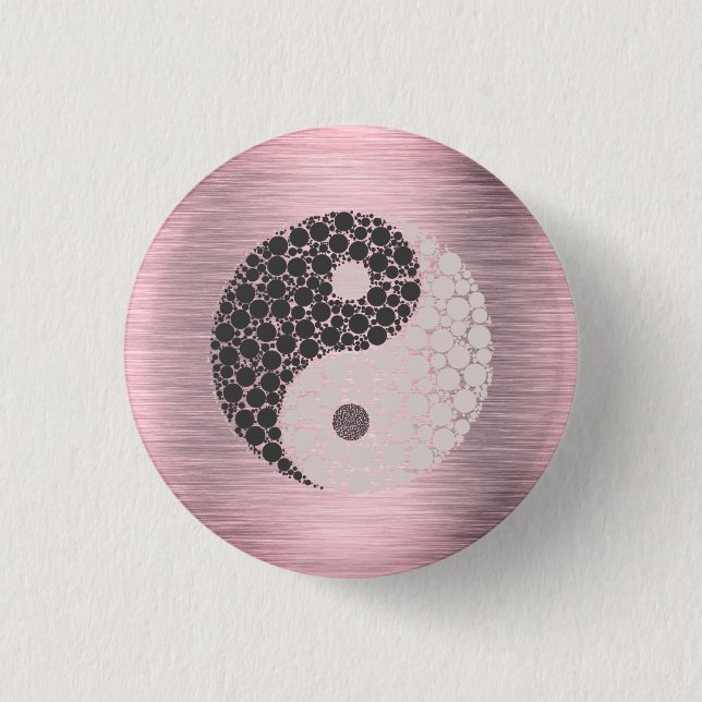 Badge Rond 2,50 Cm Rose Blush Yin Yang (Devant)