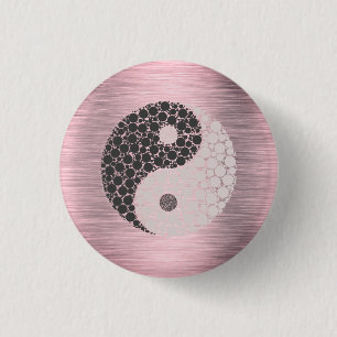 Badge Rond 2,50 Cm Rose Blush Yin Yang