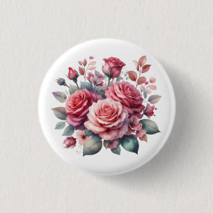 Badge Rond 2,50 Cm Rose Bouquet Floral Design-62101