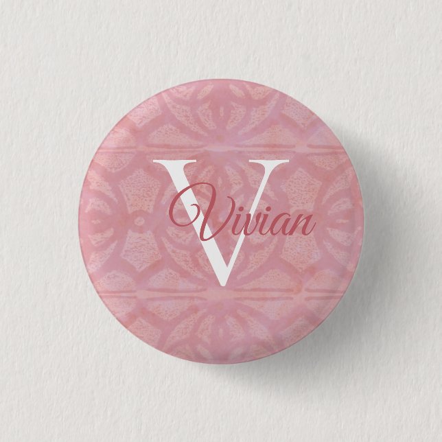 Badge Rond 2,50 Cm Rose cerise en fleur (Devant)