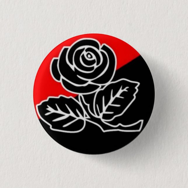 Badge Rond 2,50 Cm Rose de noir de goupille d'anarchisme (Devant)