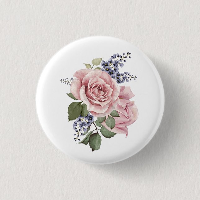 Badge Rond 2,50 Cm Rose de pays rose (Devant)