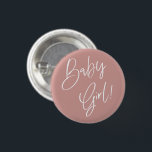 Badge Rond 2,50 Cm Rose Dusty / Rose Bohemian Baby Girl shower<br><div class="desc">Pour plus d'options de libellé d'invitation baby shower,  veuillez consulter la collection complète : https://www.zazzle.com/collections/dusty_pink_rose-119320912565185572?rf=238296117664346256</div>
