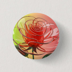 Badge Rond 2,50 Cm Rose en verre translucide 3D moderne