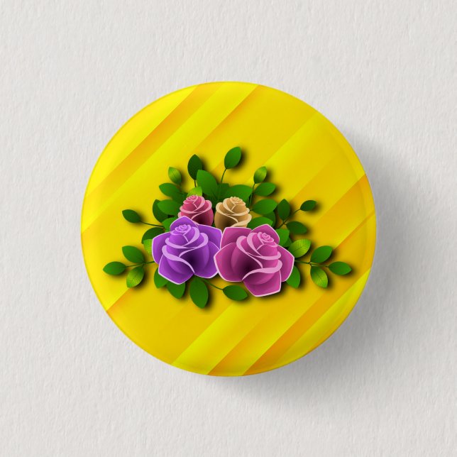 Badge Rond 2,50 Cm Rose Flowers (Devant)