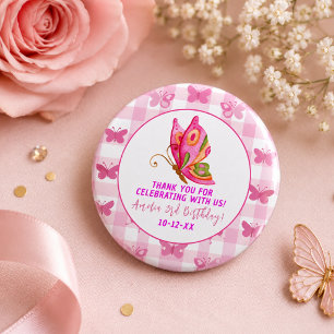 Badge Rond 2,50 Cm Rose gold violet élégant papillon fille anniversai