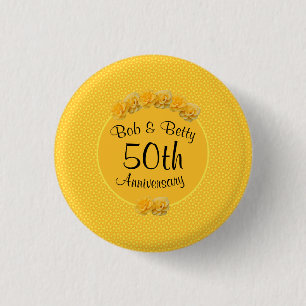 Badge Rond 2,50 Cm Rose jaune personnalisée 50e anniversaire