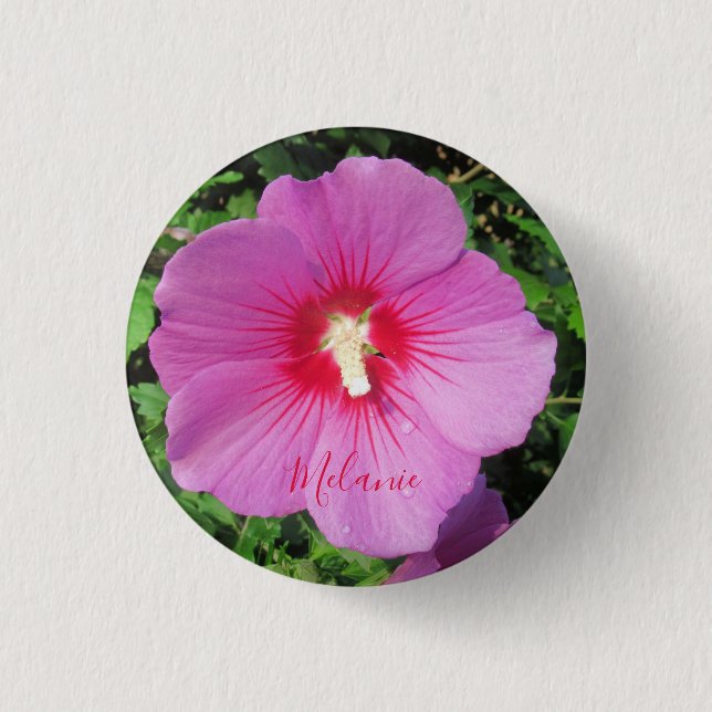 Badge Rond 2,50 Cm Rose jolie de Sharon Waterdrops Pétales Nom (Devant)