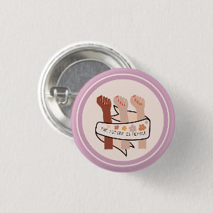 Badge Rond 2,50 Cm Rose Le futur est féministe féminin