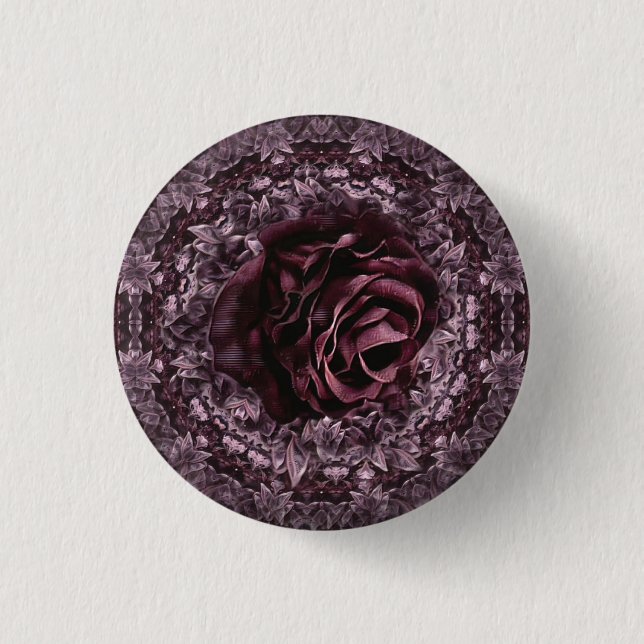 Badge Rond 2,50 Cm Rose Mandala (Devant)
