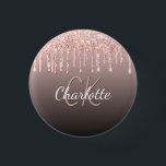Badge Rond 2,50 Cm Rose or noir parties scintillant gouttes de monogr<br><div class="desc">Un arrière - plan noir, brun, caffe latte dégradé décoré avec des gouttes de parties scintillant rose or faux, la peinture goutte à goutte. Personnalisez et ajoutez un nom, vos initiales monographiques. Le nom est écrit avec un script de style écrit à la main. Parfait comme faveurs de fête ou...</div>