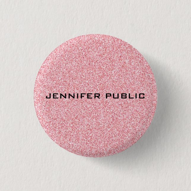 Badge Rond 2,50 Cm Rose personnalisé Parties scintillant or Look Modè (Devant)