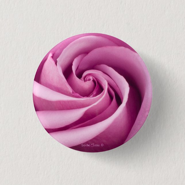 Badge Rond 2,50 Cm Rose Plier Au Bouton De Perfection (Devant)