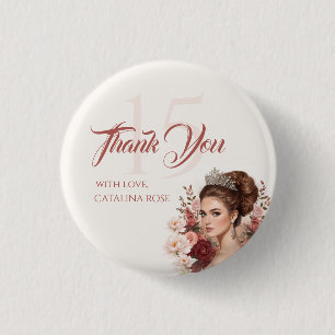 Badge Rond 2,50 Cm Rose rose pâle élégante Épingle à bouton Quinceañe