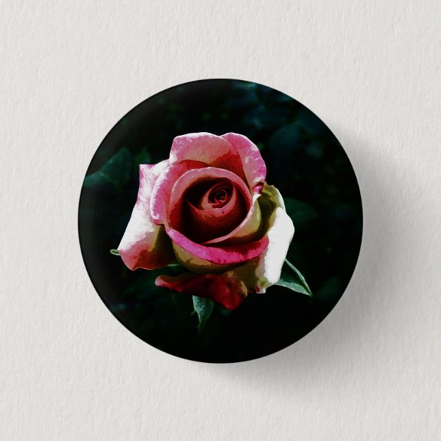 Badge Rond 2,50 Cm Rose rouge peinte à l'huile (Devant)