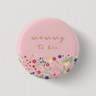 Badge Rond 2,50 Cm Rose Simple Fleur sauvage Maman À Être Baby shower