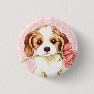 Badge Rond 2,50 Cm Rose Valentine Cavalier