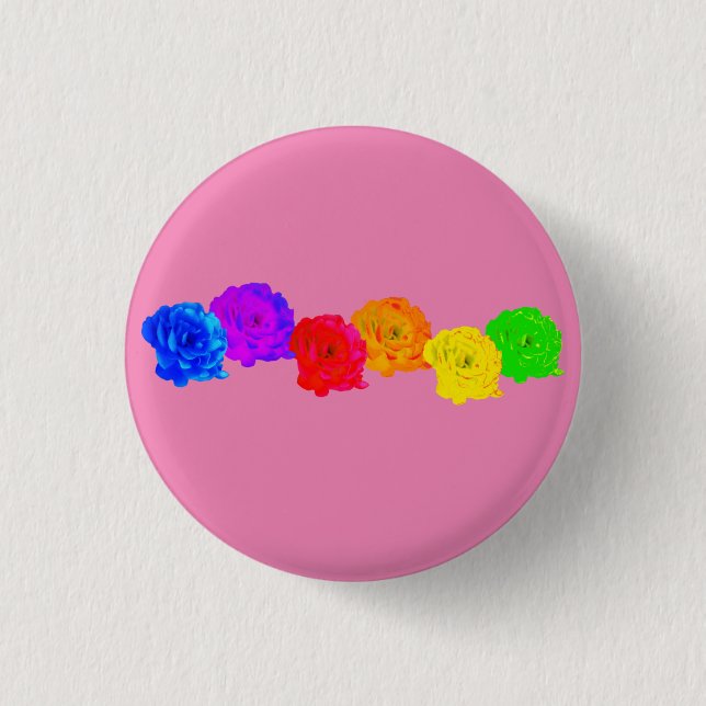 Badge Rond 2,50 Cm Roses arc-en-ciel (Devant)