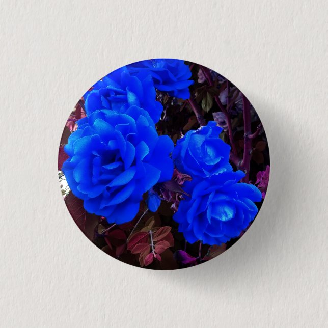 Badge Rond 2,50 Cm Roses bleu électrique (Devant)
