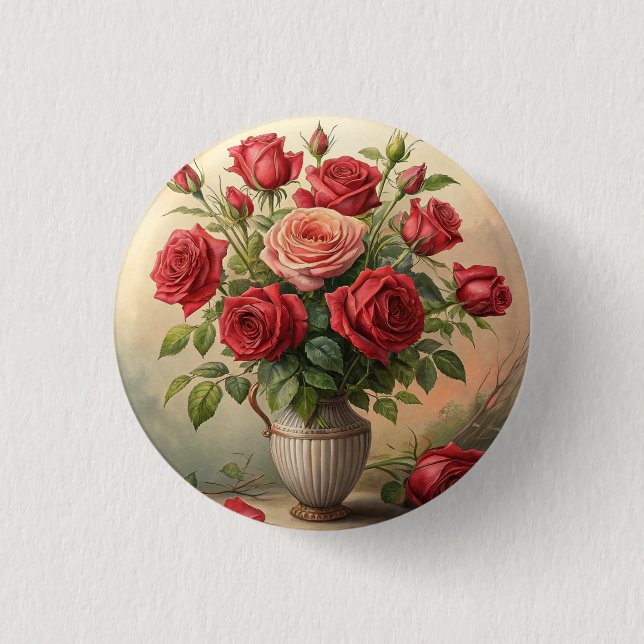 Badge Rond 2,50 Cm Roses dans le vase (Devant)