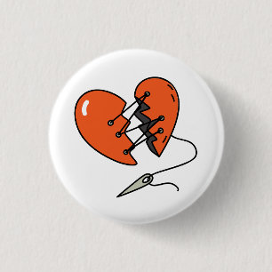 Badge Rond 2,50 Cm Rouge de coeur brisé