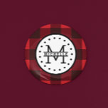 Badge Rond 2,50 Cm Rouge noir Buffalo Plaid Nom de la sériole Monogra<br><div class="desc">Rouge noir Buffalo Plaid Lumberjack Nom Monogram Button Juste pour vous.</div>