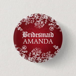 Badge Rond 2,50 Cm Rouge victorien de Flourish de faveur élégante d