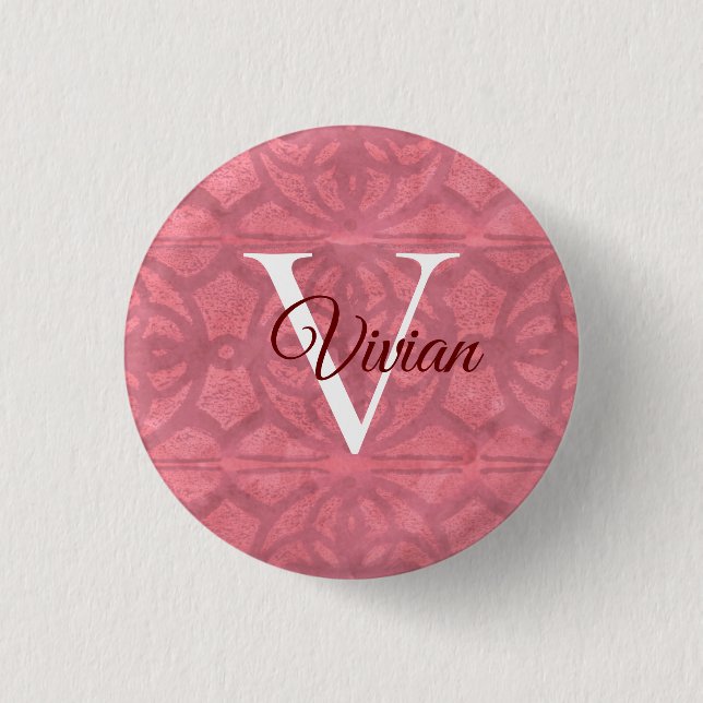 Badge Rond 2,50 Cm Rouge victorien rose (Devant)