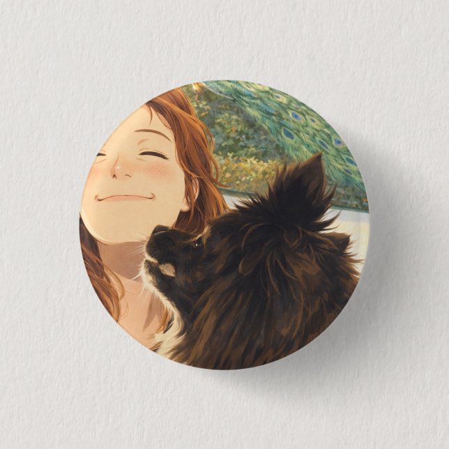 Badge Rond 2,50 Cm Round Button Playful Puppy  (Devant)