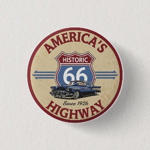 Badge Rond 2,50 Cm Route américaine 66 Route touristique Cadeaux de v