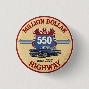Badge Rond 2,50 Cm Route Million Dollar Highway 550 cadeau voiture cl