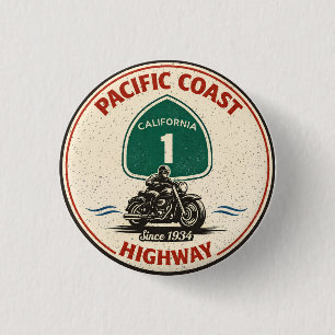 Badge Rond 2,50 Cm route moto pacific coast highway californie
