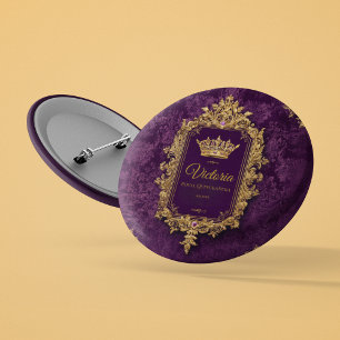 Badge Rond 2,50 Cm Royal Amethyst Quinceañera, coutume