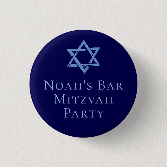 Badge Rond 2,50 Cm Royal Blue Bar Mitzvah Party Star de David (Devant)