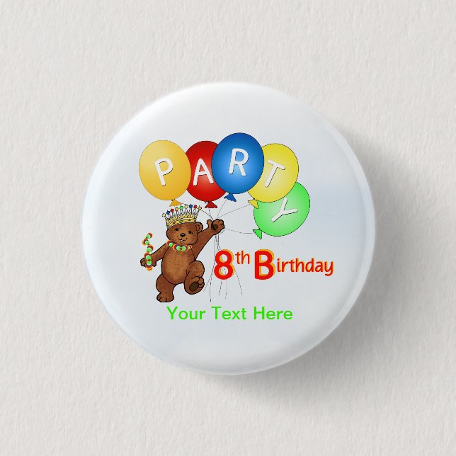 Badge Rond 2,50 Cm Royal Teddy Bear 8e fête d'anniversaire (Devant)