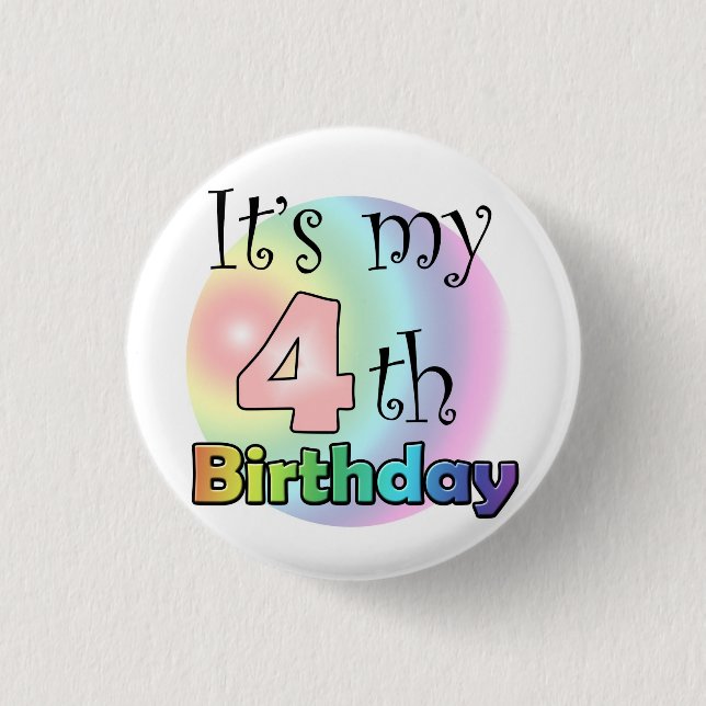 Badge Rond 2,50 Cm Roze C'est mon 4e anniversaire (Devant)