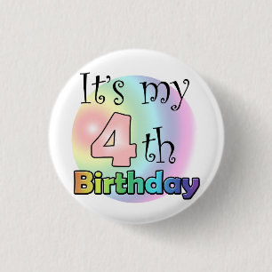Badge Rond 2,50 Cm Roze It's my 4th Birthday